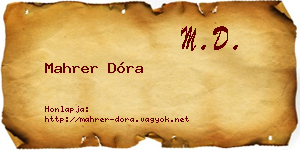Mahrer Dóra névjegykártya